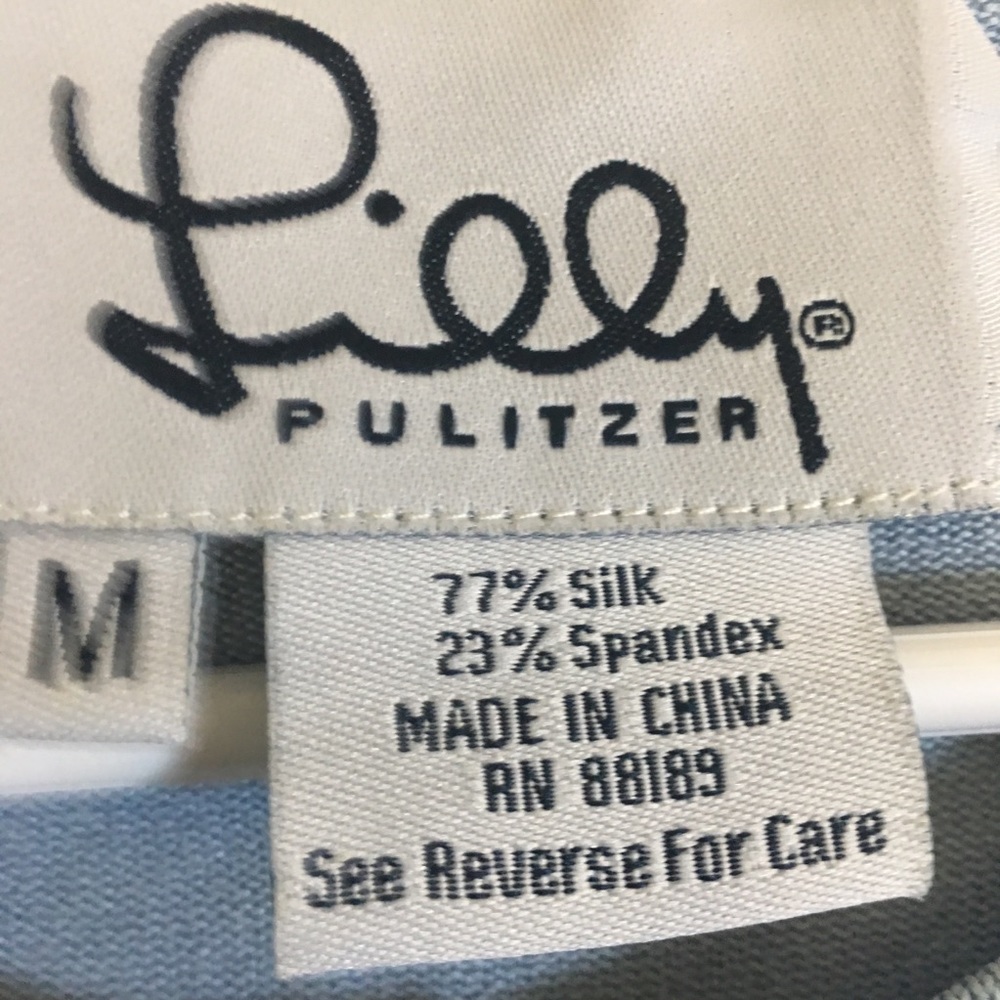 Lilly Pulitzer Classic Cardigan Light Blue Silk - Picture 4 of 8